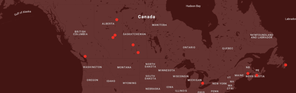 Tacten locations map